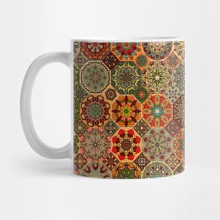 Vintage patchwork with floral mandala elements Mug